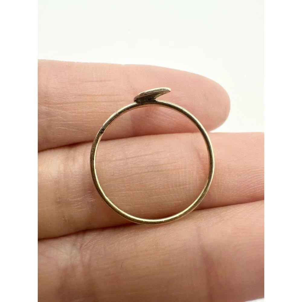925 Sterling Silver Gold Vermeil Dainty Moon Ring Size 6.75